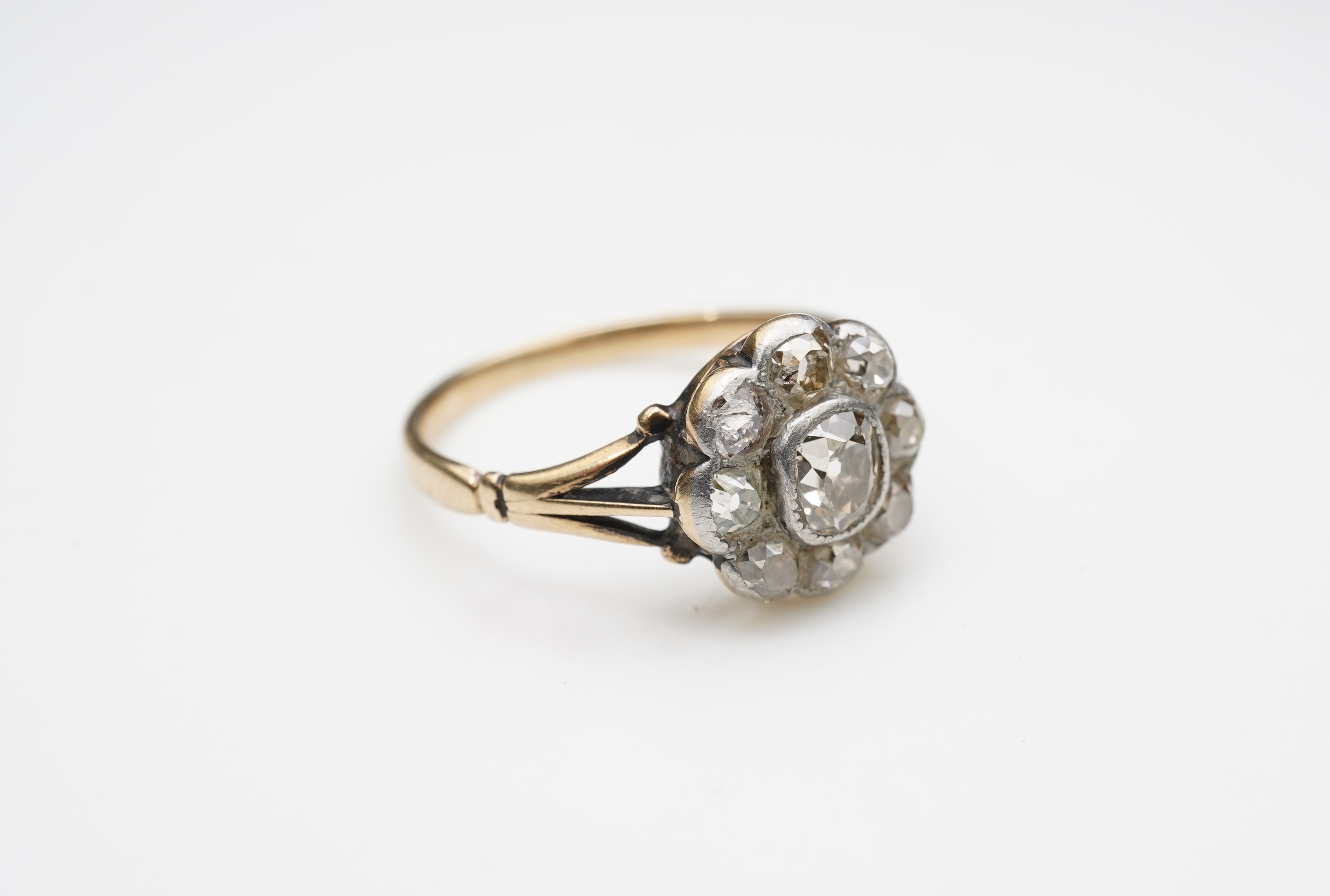 A diamond cluster ring, early 20th century